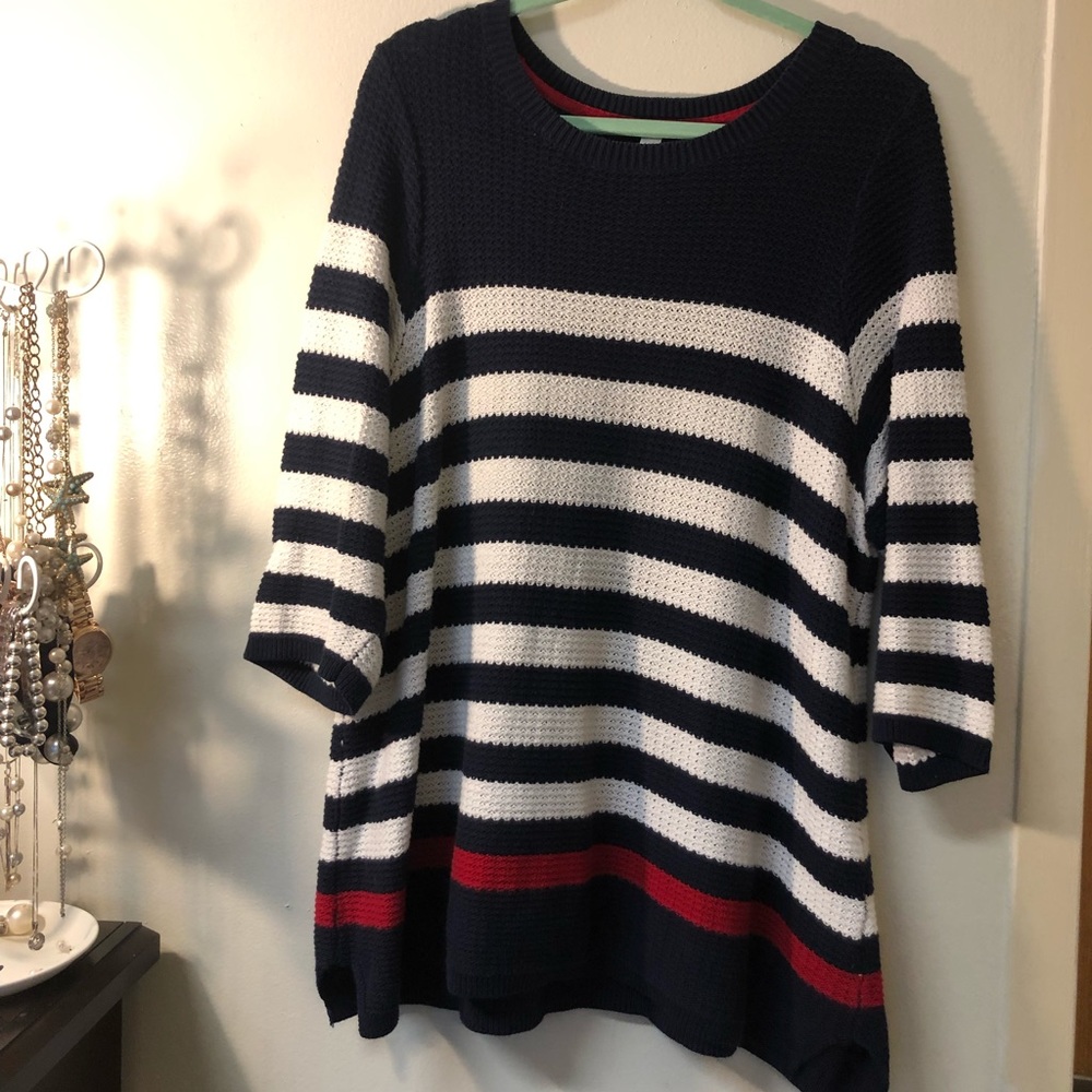 Croft & Barrow nautical stripe sweater 3/4 sleeve